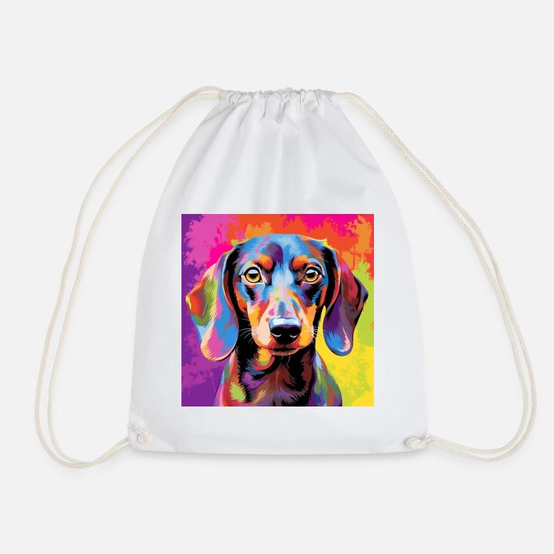 Dackel Pop Art - Turnbeutel - Weiß