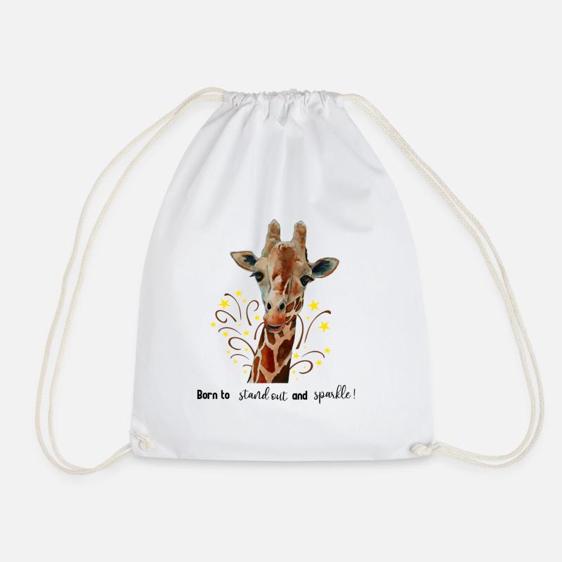 Cute giraffe Born to stand out and sparkle - Drawstring Bag - white