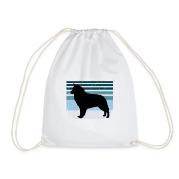 Bohemian Shepherd Dog Love Silhouette Retro Sunset - Drawstring Bag - white - Front