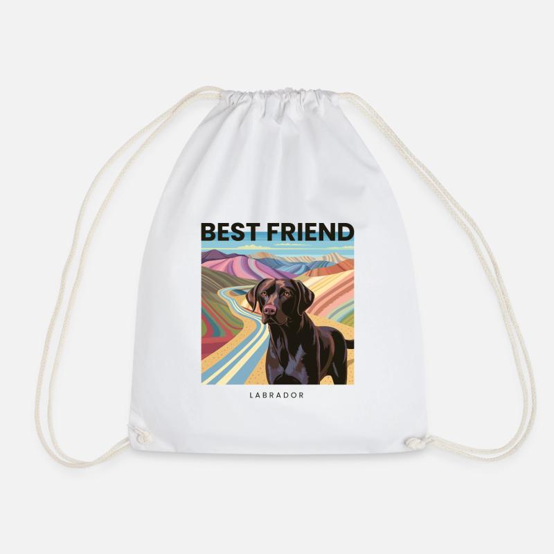 Best Friend Labrador - Drawstring Bag - white