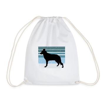 Chien de berger d’Europe de l’Est Silhouette Rétro Coucher de soleil - Sac de sport léger - blanc - Devant