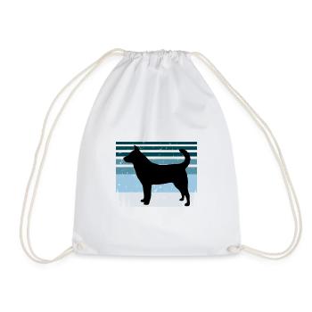 Jindo Dog Silhouette Vintage Sunset for Dog Lovers - Drawstring Bag - white - Front