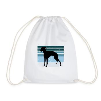 Italian Greyhound Dog Love Silhouette Retro Sunset - Drawstring Bag - white - Front