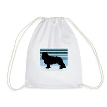 King Charles Dog Lover Silhouette Vintage Sunset - Drawstring Bag - white - Front