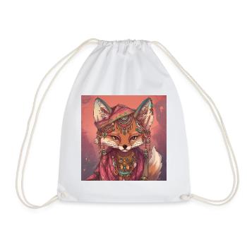 fox art - Drawstring Bag - white - Front
