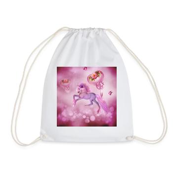 Wonderful fantasy foal with hearts. - Drawstring Bag - white - Front