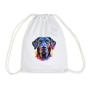 Ein farbenfroher Labrador - Turnbeutel - Weiß - Vorne