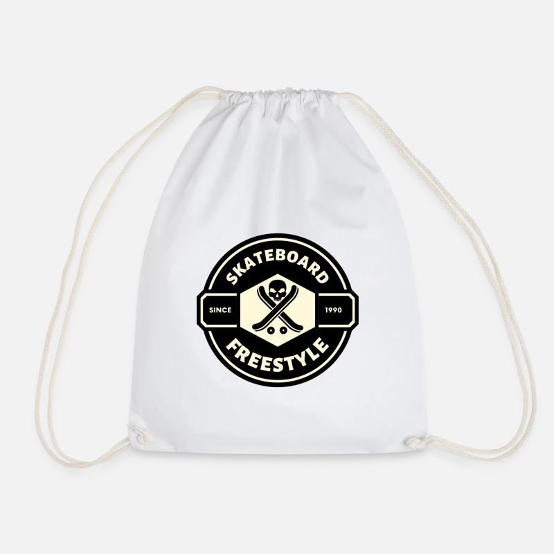 SKATEBOARD FREESTYLE X BOARD IN X SKULL - Drawstring Bag - white