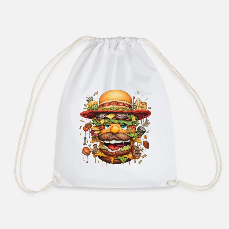 Wild Citizen Caricature Face - Drawstring Bag - white