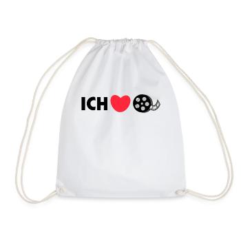 Movie Night Statement Heart I Love Movies Theater - Drawstring Bag - white - Front