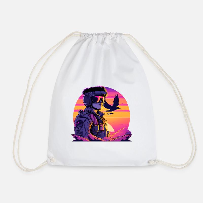 Synthwave Air-Force Pilote - Sac de sport léger - blanc