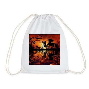 Wonderful fairy with unicorn in the sunet. - Drawstring Bag - white - Front