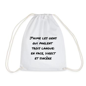 J'aime les gens qui parlent trois langues: en f... - Sac de sport léger - blanc - Devant