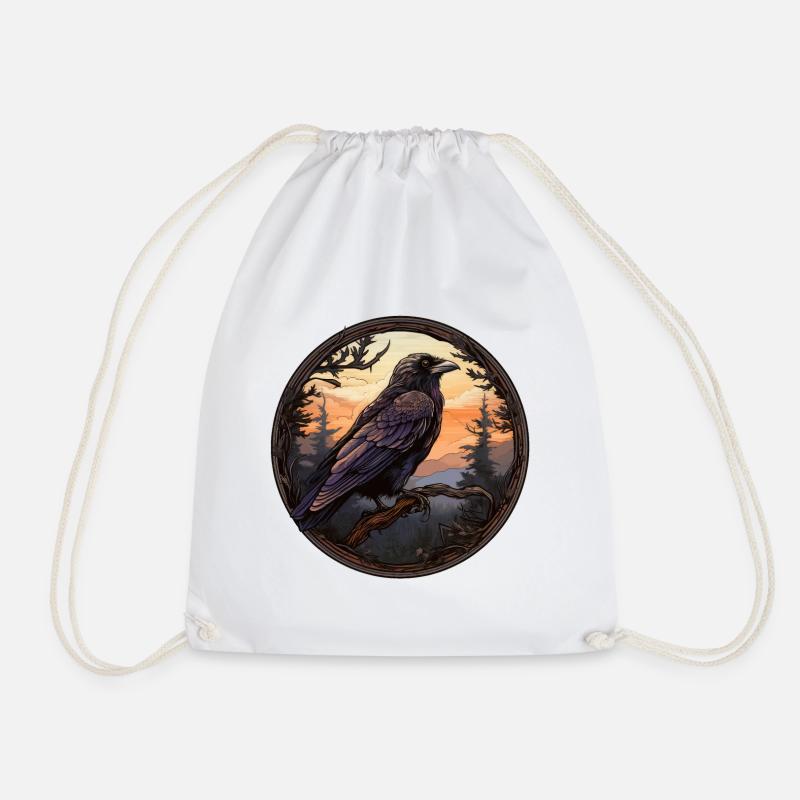 Raven - Drawstring Bag - white
