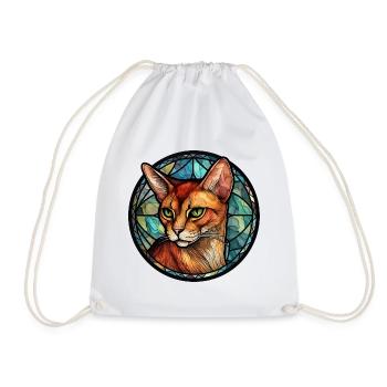 Abessinierkatze Rasse Aquarellglas - Turnbeutel - Weiß - Vorne