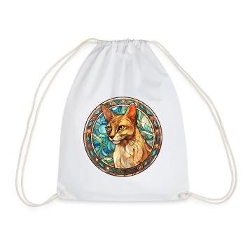 Abessinierkatze Rasse Aquarellglas - Turnbeutel - Weiß - Vorne