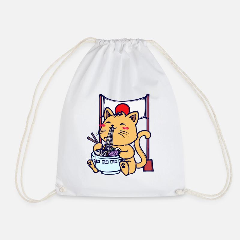 Katze Ramen Japanisch Mangastyle Anime Manga Comic - Turnbeutel - Weiß