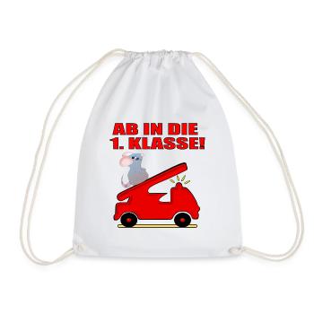 1. Klasse Feuerwehrmann - Maus SCHULANFANG - Turnbeutel - Weiß - Vorne