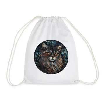 Sibirische Katzenrasse Aquarell Glasmalerei - Turnbeutel - Weiß - Vorne