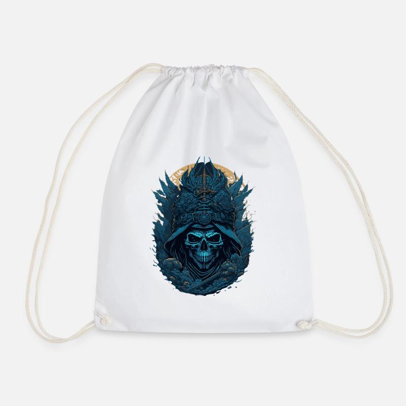 Blauer Samurai Skelett Schädel - Blauer Samurai Schädel - Turnbeutel - Weiß