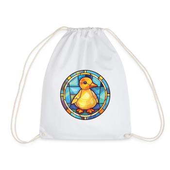 Chick Colorful Watercolor Animal Pet Illustration - Drawstring Bag - white - Front