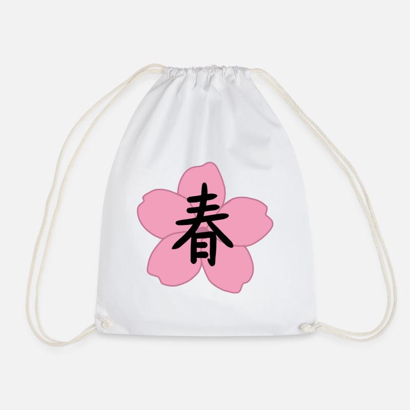 Spring in Japanese - Drawstring Bag - white