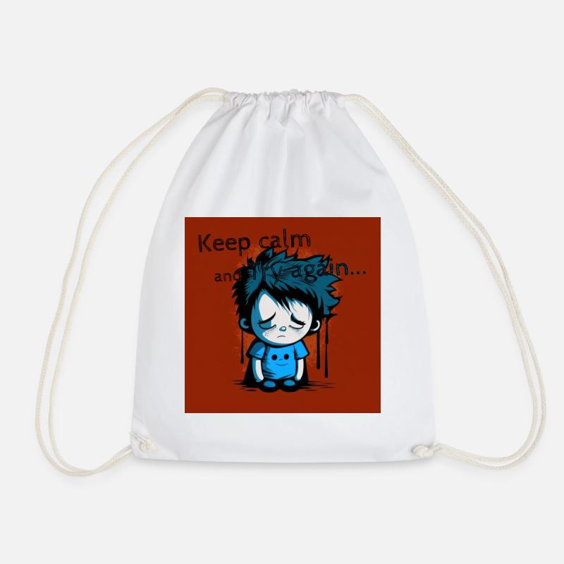 Geek - Keep calm and try again 01 - Drawstring Bag - white