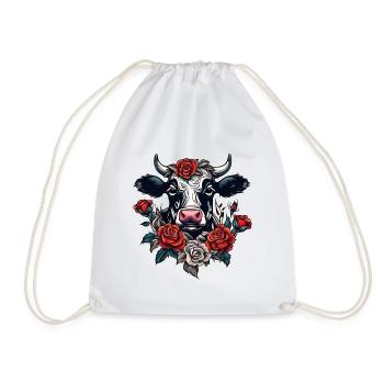 Cow - Drawstring Bag - white - Front