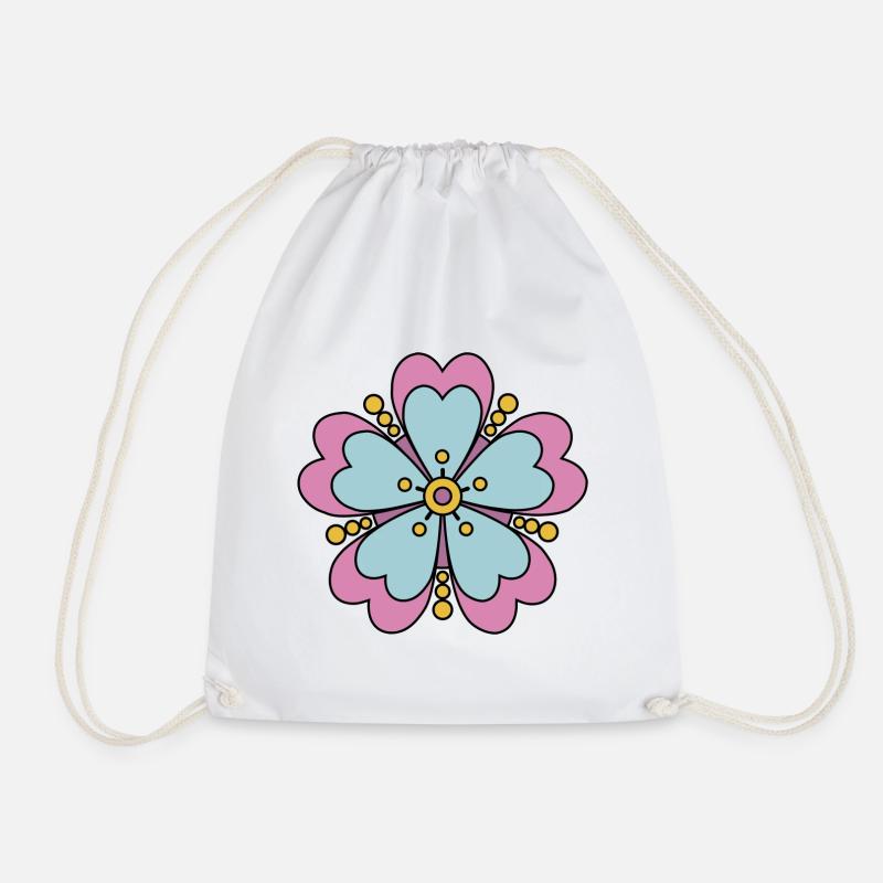 Niedliche Funky Hippie Boho Blume - Turnbeutel - Weiß