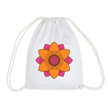 Retro Style Mid-Century Pink And Orange Flower - Drawstring Bag - white - Front