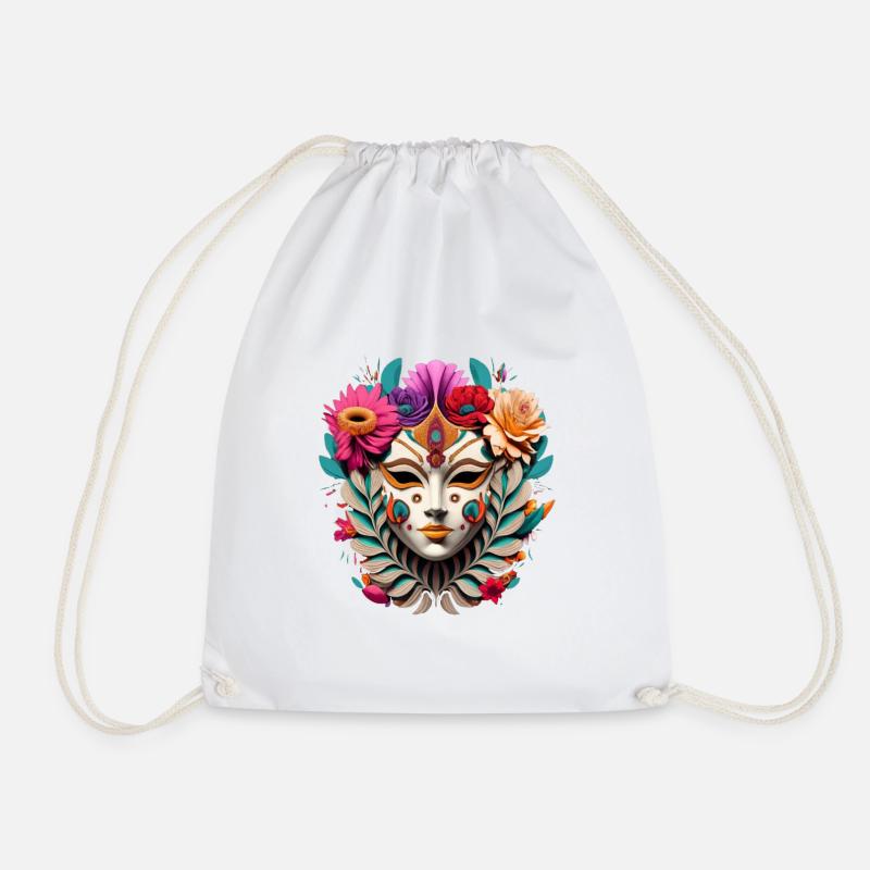 Venetian Mask 1 - Drawstring Bag - white