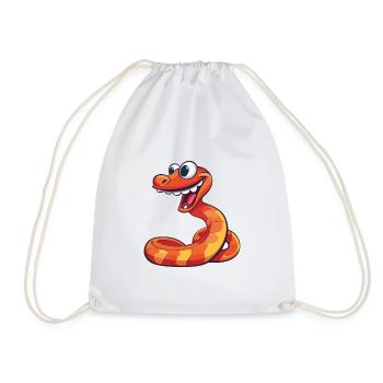 Cobra Cartoon Kawaii Watercolor Illustration - Drawstring Bag - white - Front