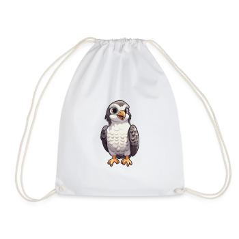 Falcon Cartoon Kawaii Watercolor Illustration - Drawstring Bag - white - Front
