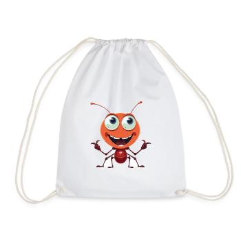 Ant Cartoon Kawaii Watercolor Illustration - Drawstring Bag - white - Front
