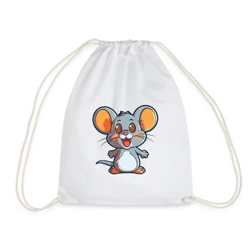 Mouse Cartoon Kawaii Watercolor Illustration - Drawstring Bag - white - Front