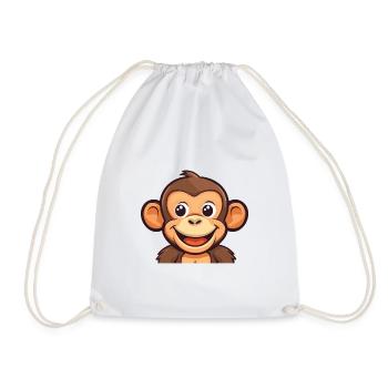 Monkey Cartoon Kawaii Watercolor Illustration - Drawstring Bag - white - Front