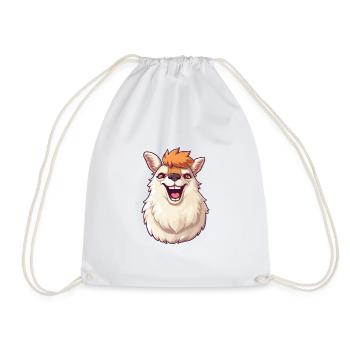 Llama Cartoon Kawaii Watercolor Illustration - Drawstring Bag - white - Front
