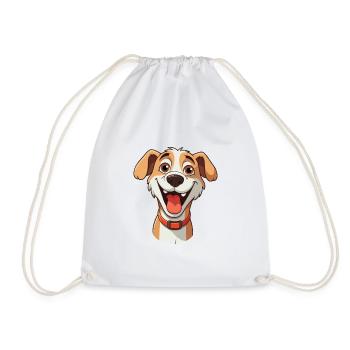 Drôle de chien Cartoon Kawaii Aquarelle Illustration - Sac de sport léger - blanc - Devant