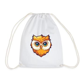 Owl Cartoon Kawaii Watercolor Illustration - Drawstring Bag - white - Front