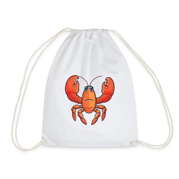Lobster Cartoon Kawaii Watercolor Illustration - Drawstring Bag - white - Front