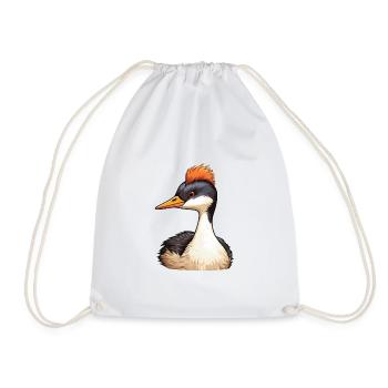 Grebe Cartoon Kawaii Aquarelle Illustration - Sac de sport léger - blanc - Devant