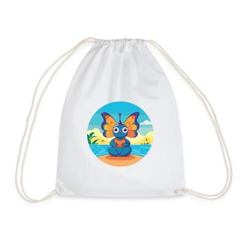 Schmetterlingskarikatur Yoga Strand Sommer Illustration - Turnbeutel - Weiß - Vorne