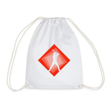Batting Baseball Player Baseball - Drawstring Bag - white - Front