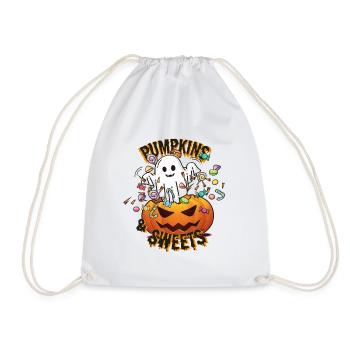 Halloween Ghost "Pumpkins and Sweets" - Drawstring Bag - white - Front