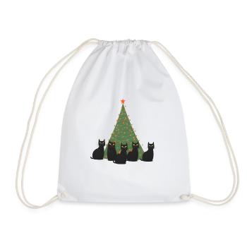 5 cats under christmastree - Turnbeutel - Weiß - Vorne