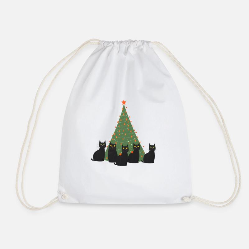 5 cats under christmastree - Turnbeutel - Weiß
