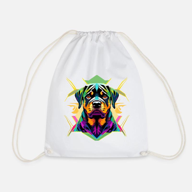 Farbintensiver Rottweiler mit geometrischem Design - Turnbeutel - Weiß