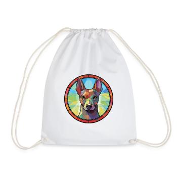 Xoloitzcuintli Dog Breed Watercolor Illustration - Drawstring Bag - white - Front