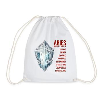Zodiac Gemstones: Aries, Diamond - Drawstring Bag - white - Front