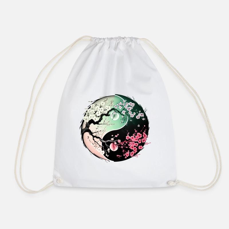 sakura yin yang - Turnbeutel - Weiß
